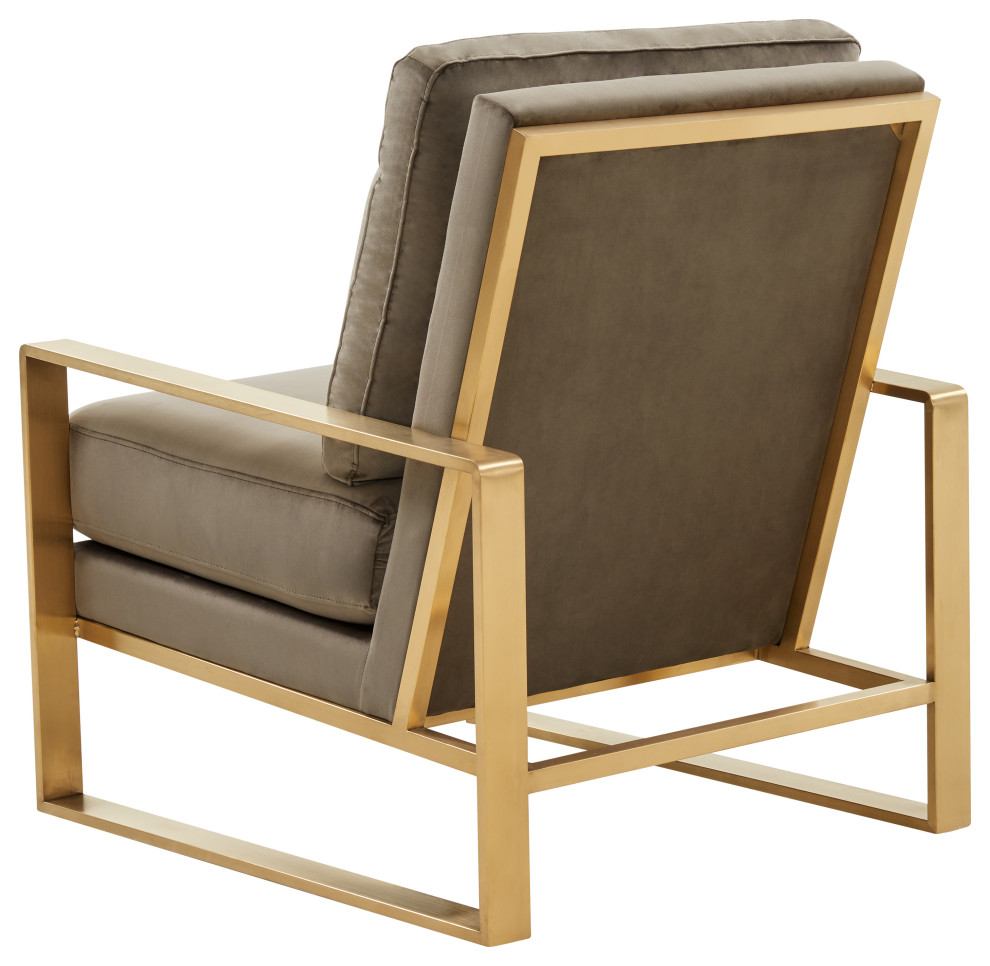 LeisureMod Jefferson Velvet Accent Armchair With Gold Frame   Contemporary   Armchairs And Accent Chairs   by LeisureMod  Houzz