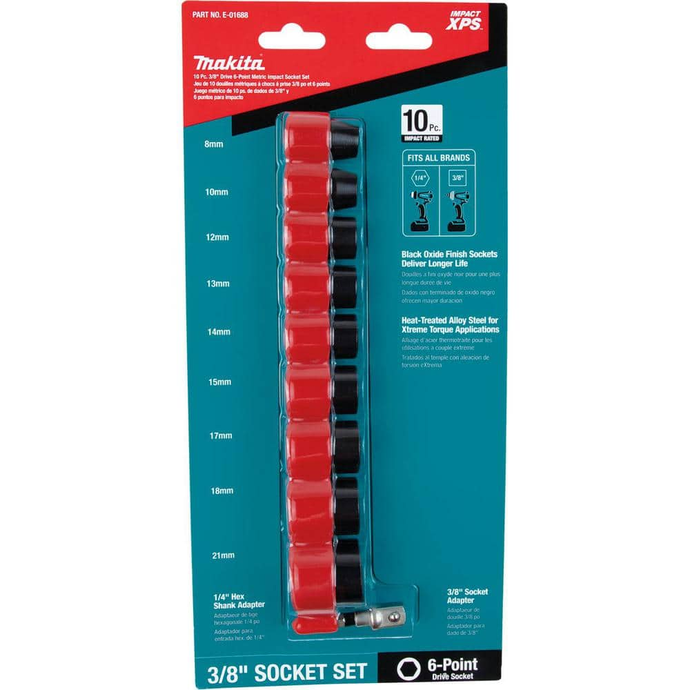 Makita IMPACT XPS Socket Set Metric with Standard SA (10-Piece) E-01688