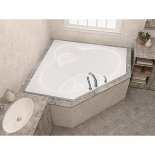 Universal Tubs Malachite 5 ft. Acrylic Center Drain Corner Drop-in Non-Whirlpool Bathtub in White HD6060SS