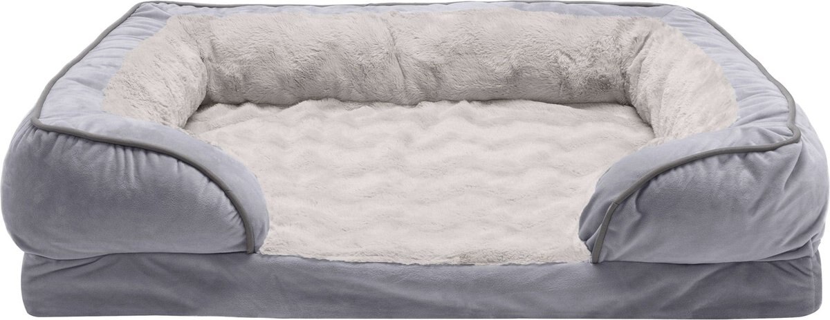 FurHaven Velvet Waves Perfect Comfort Orthopedic Sofa Cat and Dog Bed