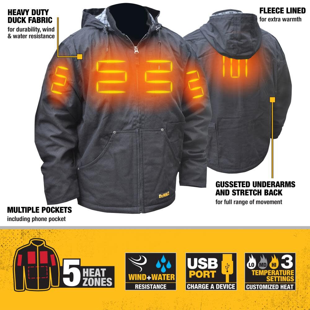 DEWALT Unisex Heavy Duty Heated Kit Black Work Jacket 2X DCHJ076ABD1-2X from DEWALT