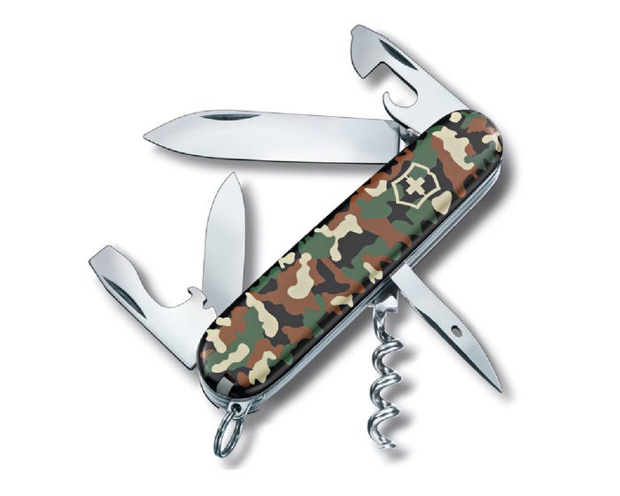 Victorinox Spartan 12 Function Swiss Army Knife， Green Camouflage - 1360394-X2