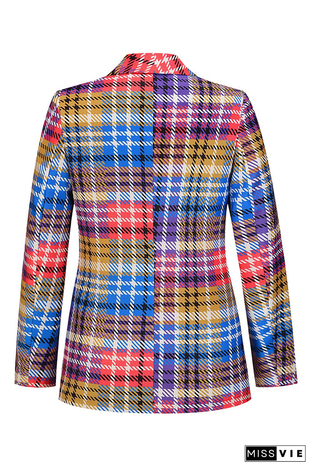 Multicolor Plaid Open Button Blazer Jackets