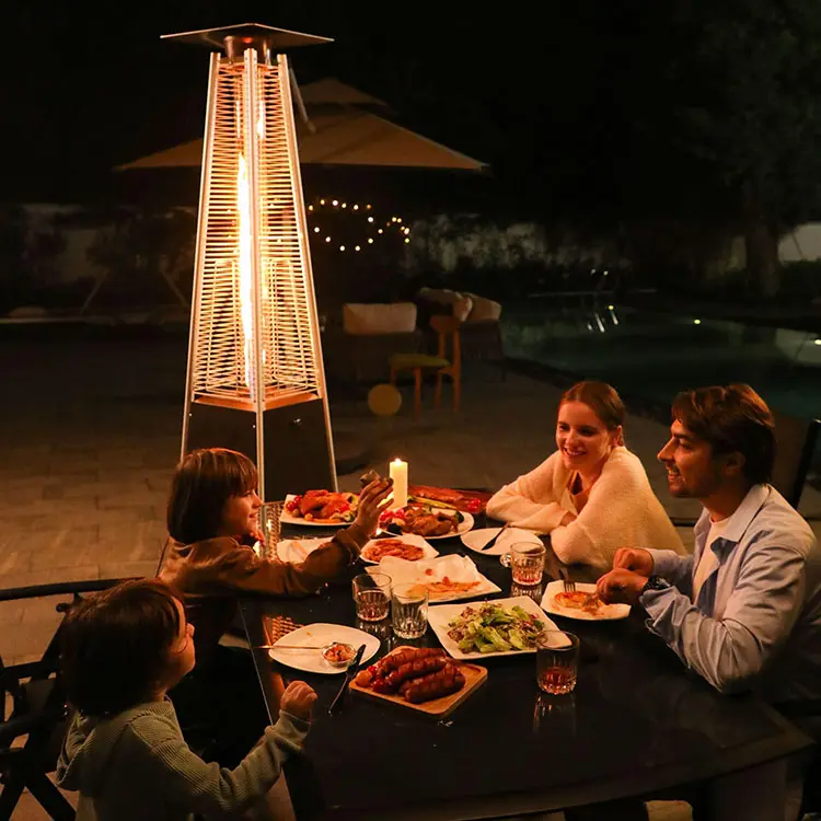 Stainless Steel Standing Quartz Glass Tube Propane Outdoor Tower Standing Electrical Patio Heater