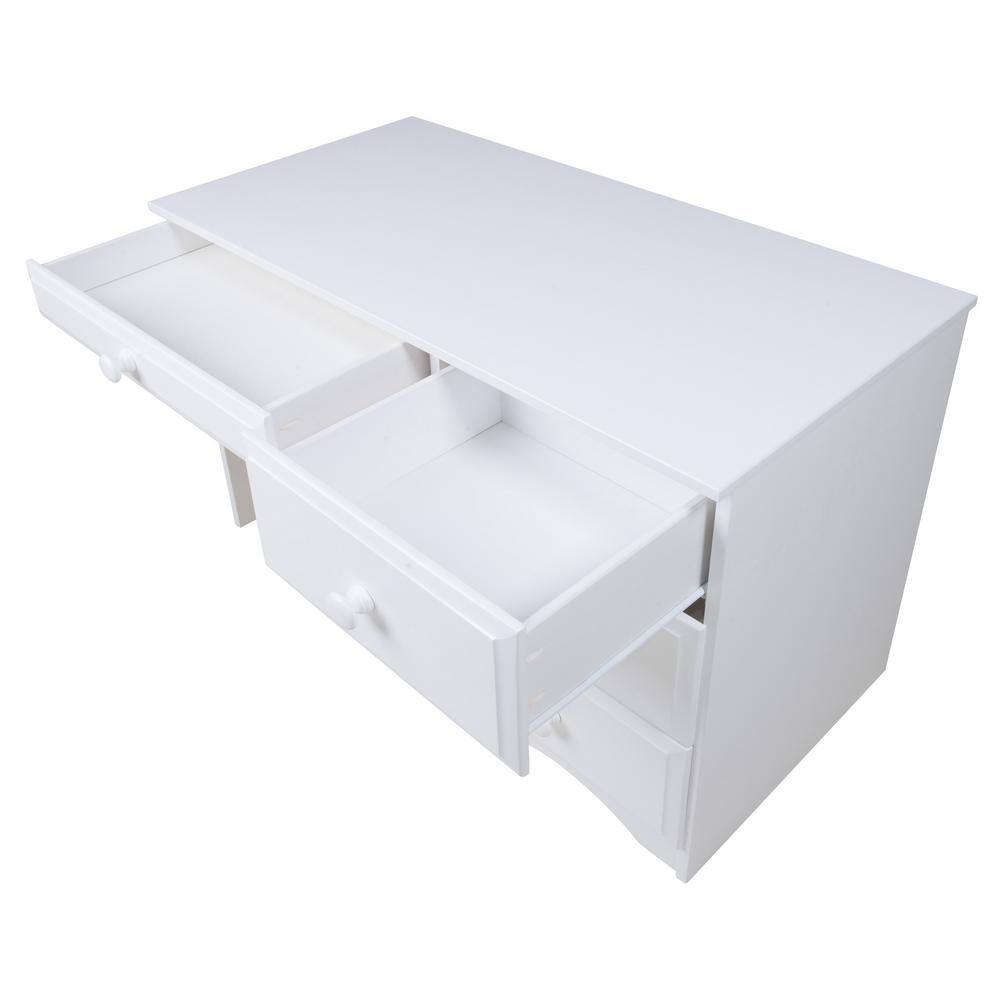 Camaflexi 44 in. Rectangular White 4 Drawer Writing Desk with Solid Wood Material 41123