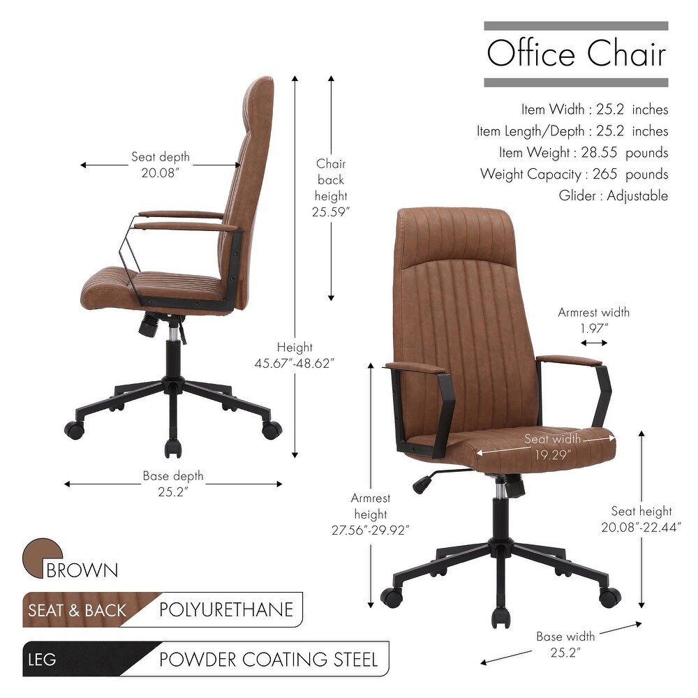 Porthos Home Shea Office Chair with Tilt Mechanism  PU Upholstery