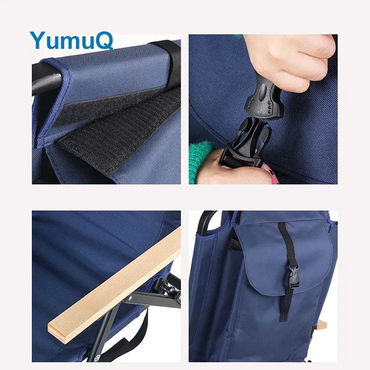 YumuQ Lightweight Steel Children Hiking Folding Wood Outdoor Camping Portable Chair Kermit Detachable