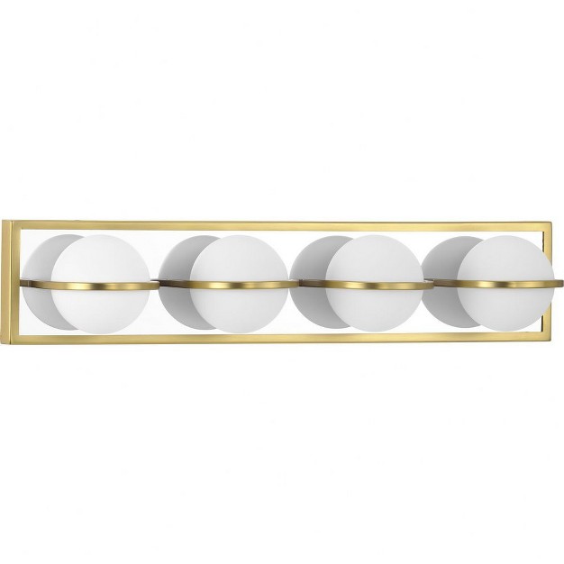 Progress Lighting Pearl 4 light Led Modern Bath Vanity Light Satin Brass Opal Glass Shade