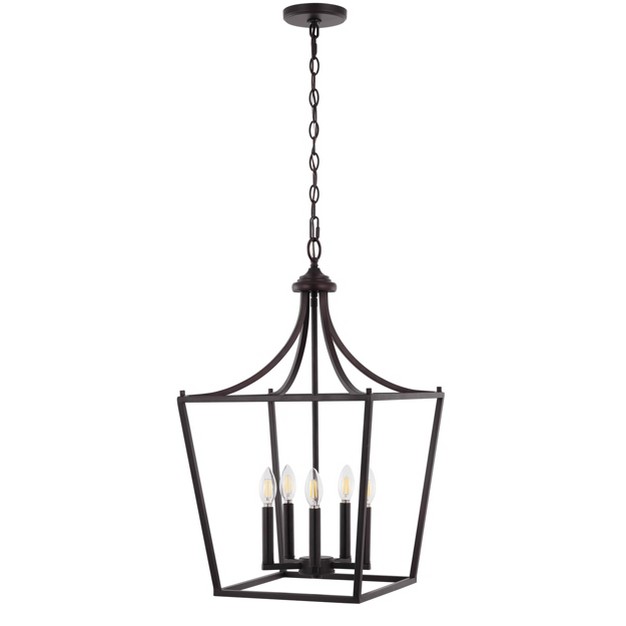 Led 5 light Camden Iron Classic Mid century Pendant Lantern Oil Rubbed Bronze Jonathan Y