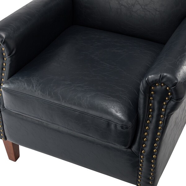 Giampiero Transitional Faux Leather Arm Chair with Nailhead Trim by HULALA HOME