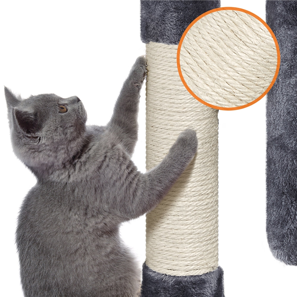 Easyfashion 33.5" Small Cat Tree Tower with 2 Condos, Dark Gray