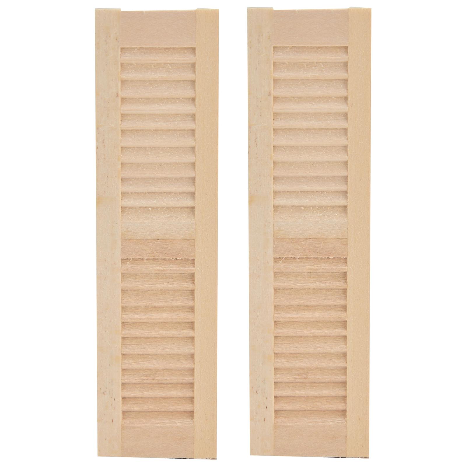 2pcs 1:12 Dollhouse Wooden Shutters Miniature Unpainted Blind Window Ornaments Accessories