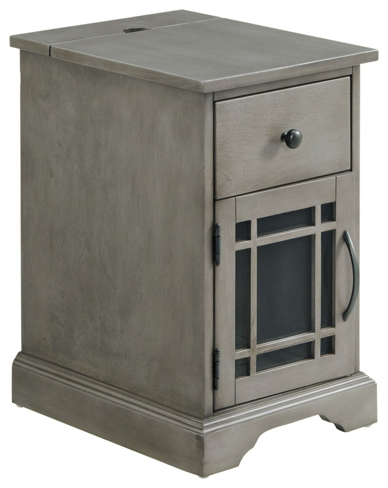 Marty Side Table With Power Port USB Gray  3A Packing   Craftsman   Side Tables And End Tables   by Picket House  Houzz