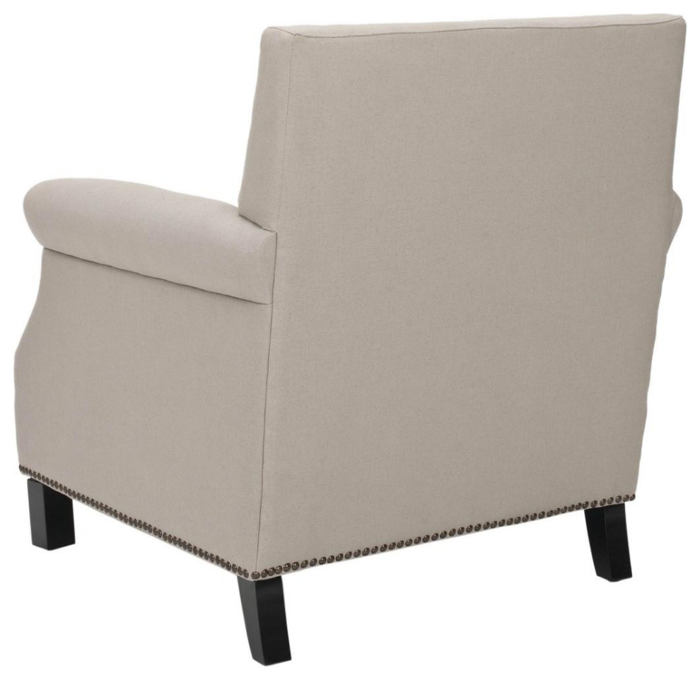 Jennifer Club Chair Brass Nail Heads Taupe   Transitional   Armchairs And Accent Chairs   by Peachtree Fine Furniture  Houzz