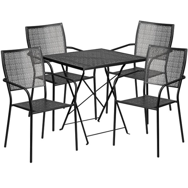 28-inch Square 5-piece Indoor/ Outdoor Folding Table and Chairs Set -  - 27415337