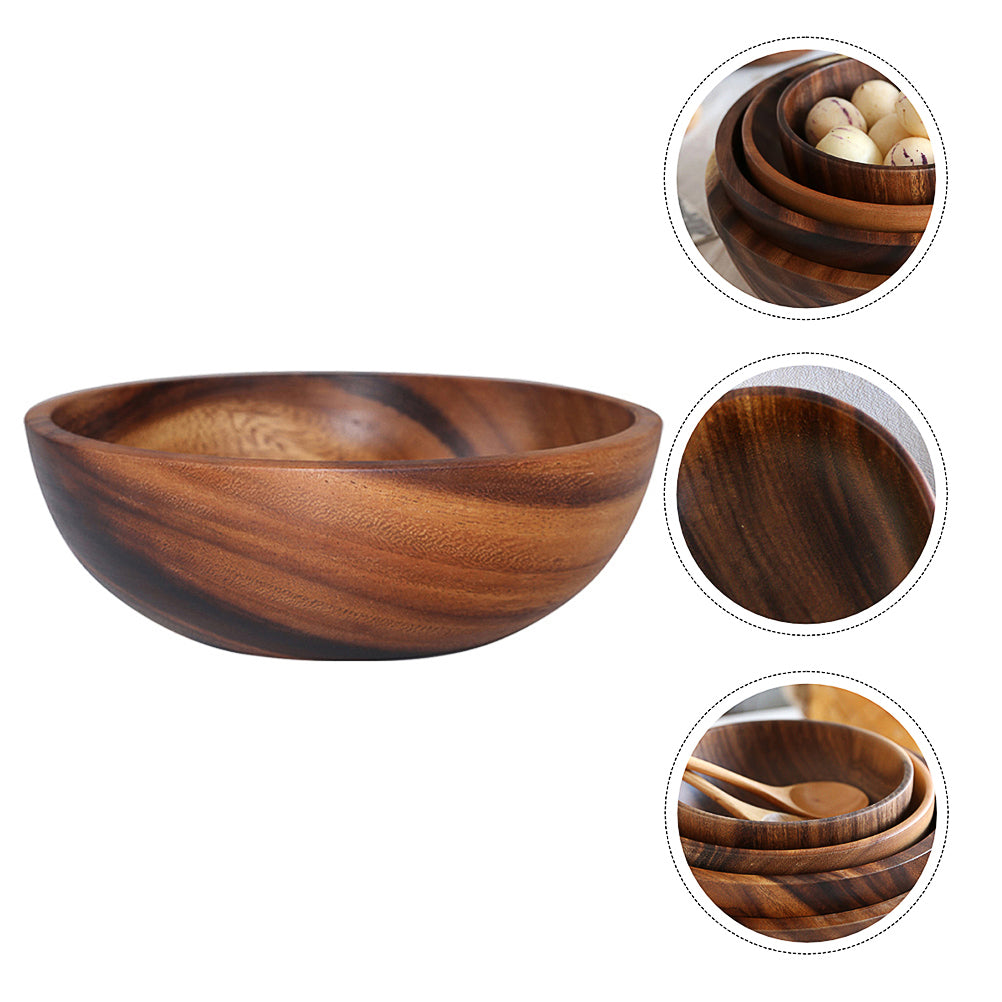 BESTONZON 1pc 14X7CM Practical Wooden Cutlery Household Basin Fruit Bowl Salad Bowl