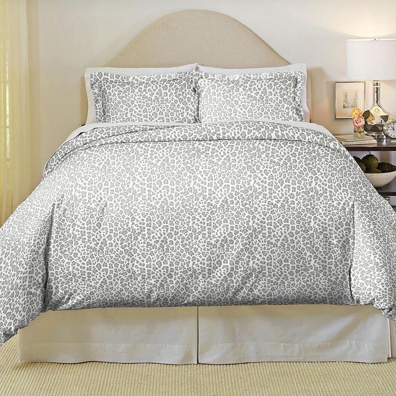 Pointehaven Luxury Cotton Flannel Leopard Duvet Cover Set