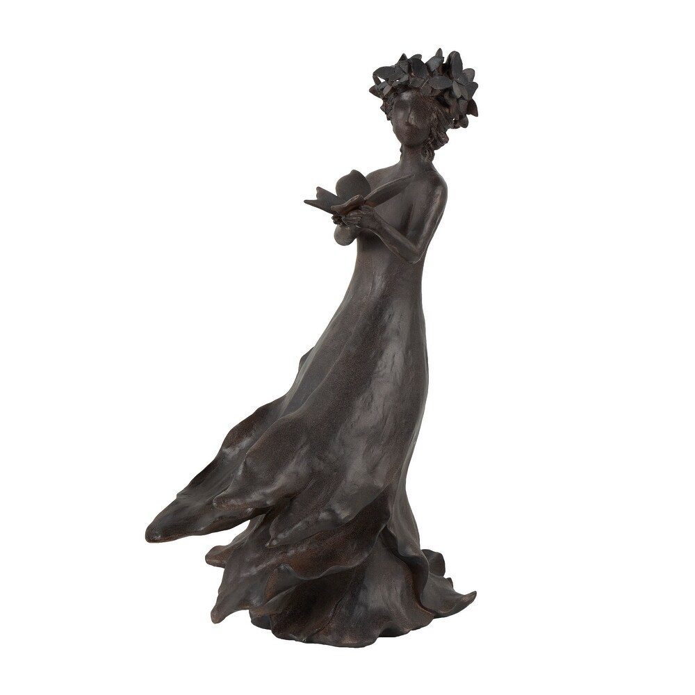 Dark Gray Resin Woman Sculpture