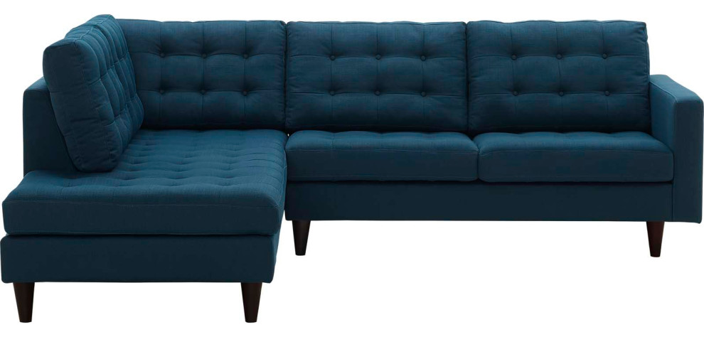 Azure Empress 2 Piece Upholstered Fabric Left Facing Bumper Sectional   Midcentury   Sectional Sofas   by Morning Design Group  Inc  Houzz