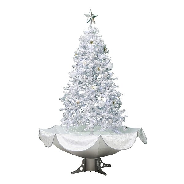 6' Lighted Musical Snowing Artificial Tinsel Christmas Tree，White LED