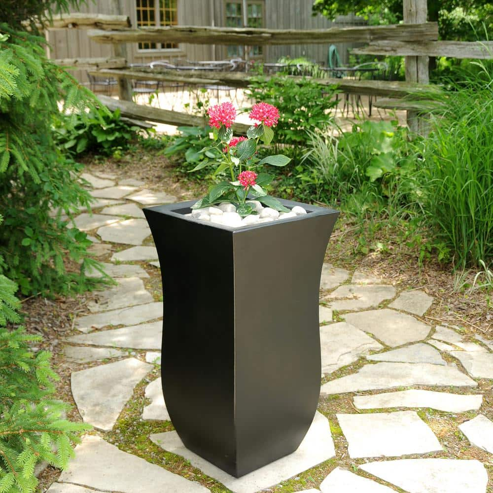 Mayne Valencia 30 in. Tall Black Polyethylene Planter 5874-B