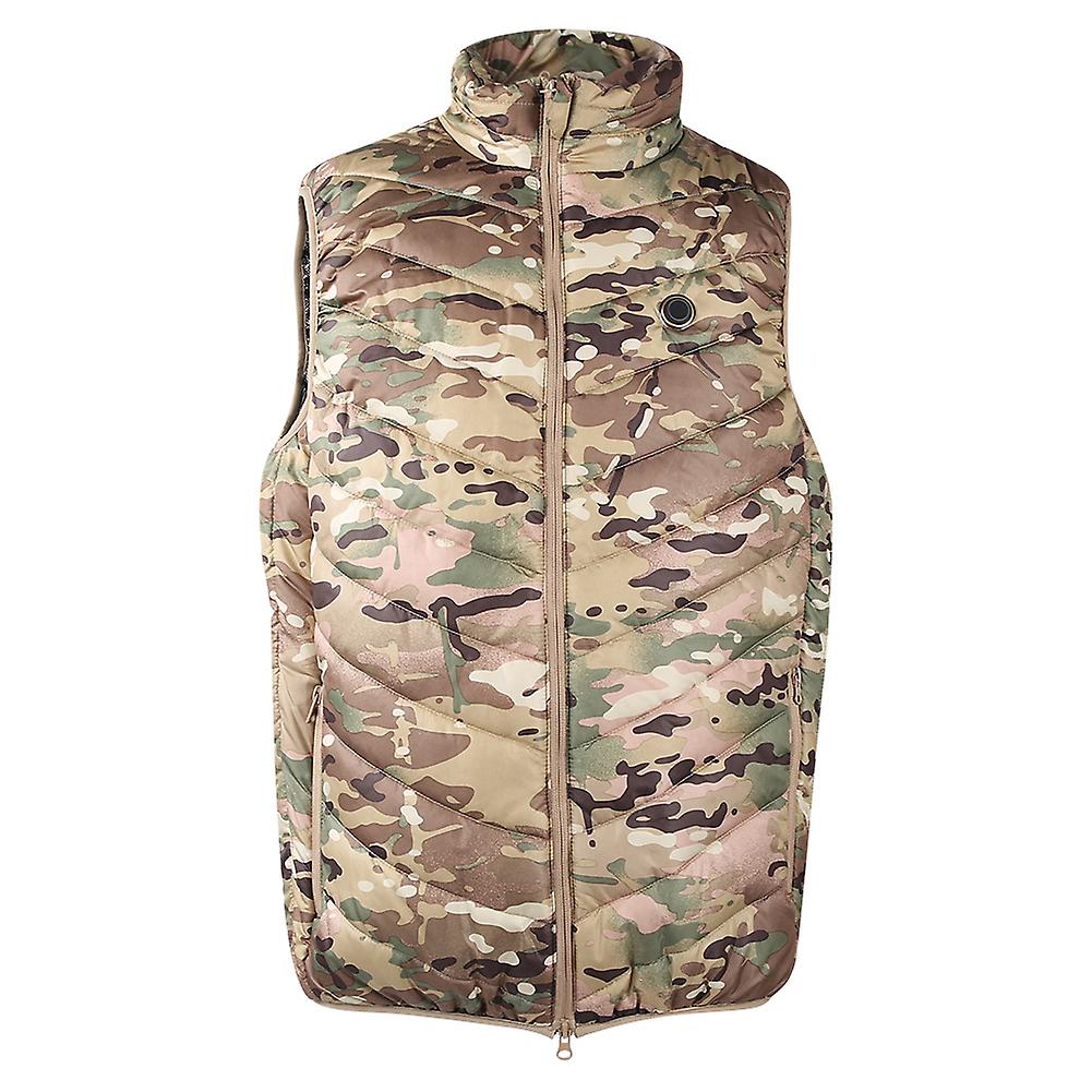 Nylon Usb Safe Three Gear Temperature Adjustment Electric Waistcoat Camouflage Outdoor Exercise Warm Heating Vestcp Camouflage M