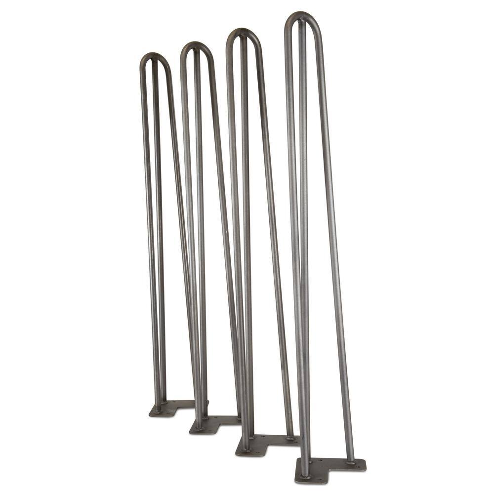 WEN 12 in. Dia. 28 in. Mid-Century Modern Raw Steel Hairpin Table Legs (4-Pack) TL28S