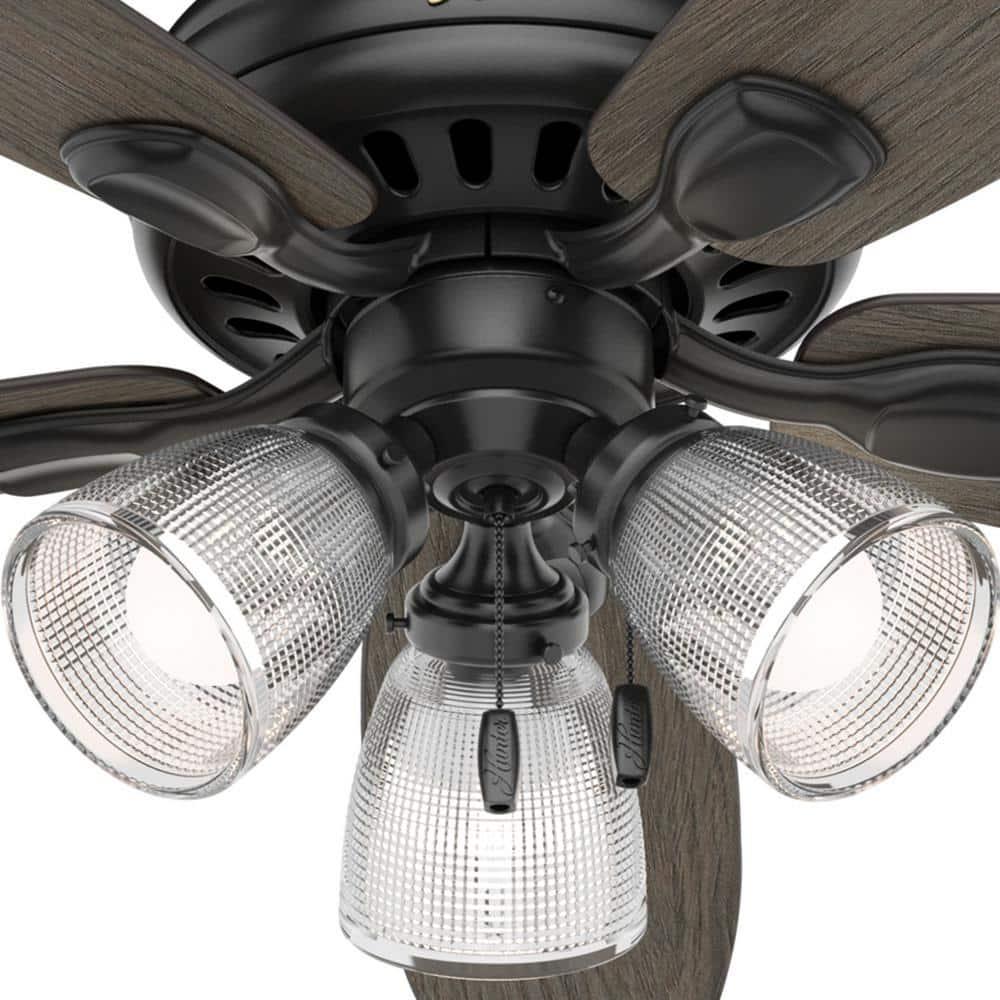 Hunter Highbury II 52 in LED Indoor Matte Black Ceiling Fan with Light Kit