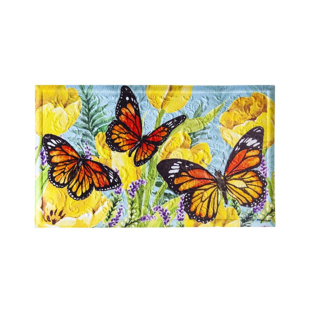 Tulip And Butterfly Embossed Floor Mat