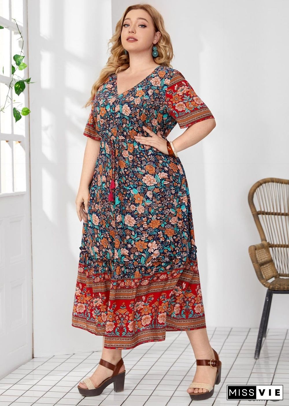 Boho Plus Size Pepper Maxi Dress For Women