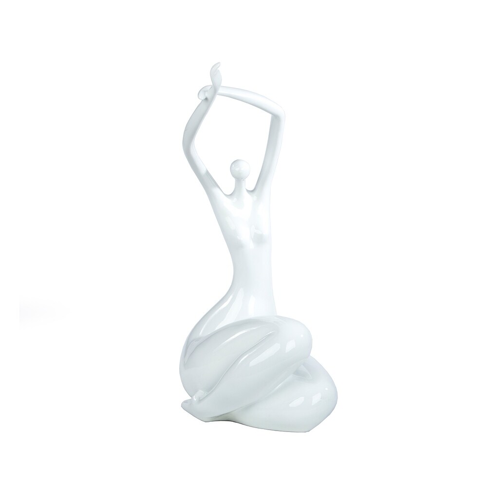 White Women Stretching Sculpture   12.5\