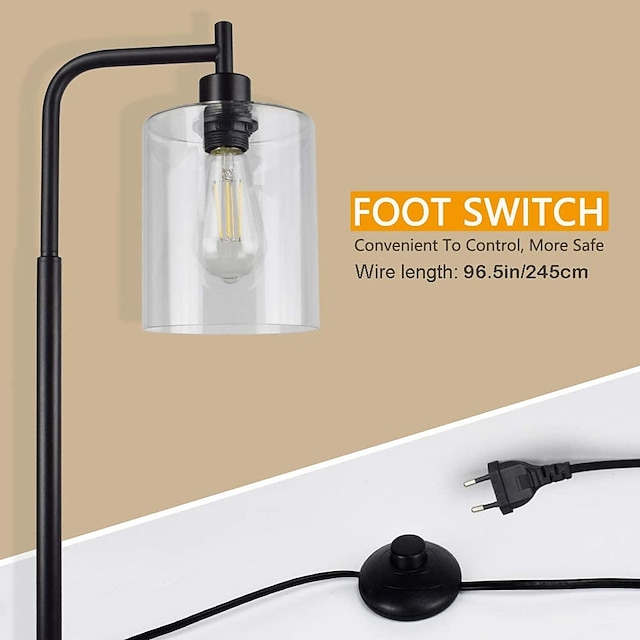 LED Floor Lamp with Suspended Bubble Glass Shade and Unique LED Bulbs Suitable for Bedroom and Living Room Modern Vertical Industrial Lamp High Pole Lamp Suitable for Office