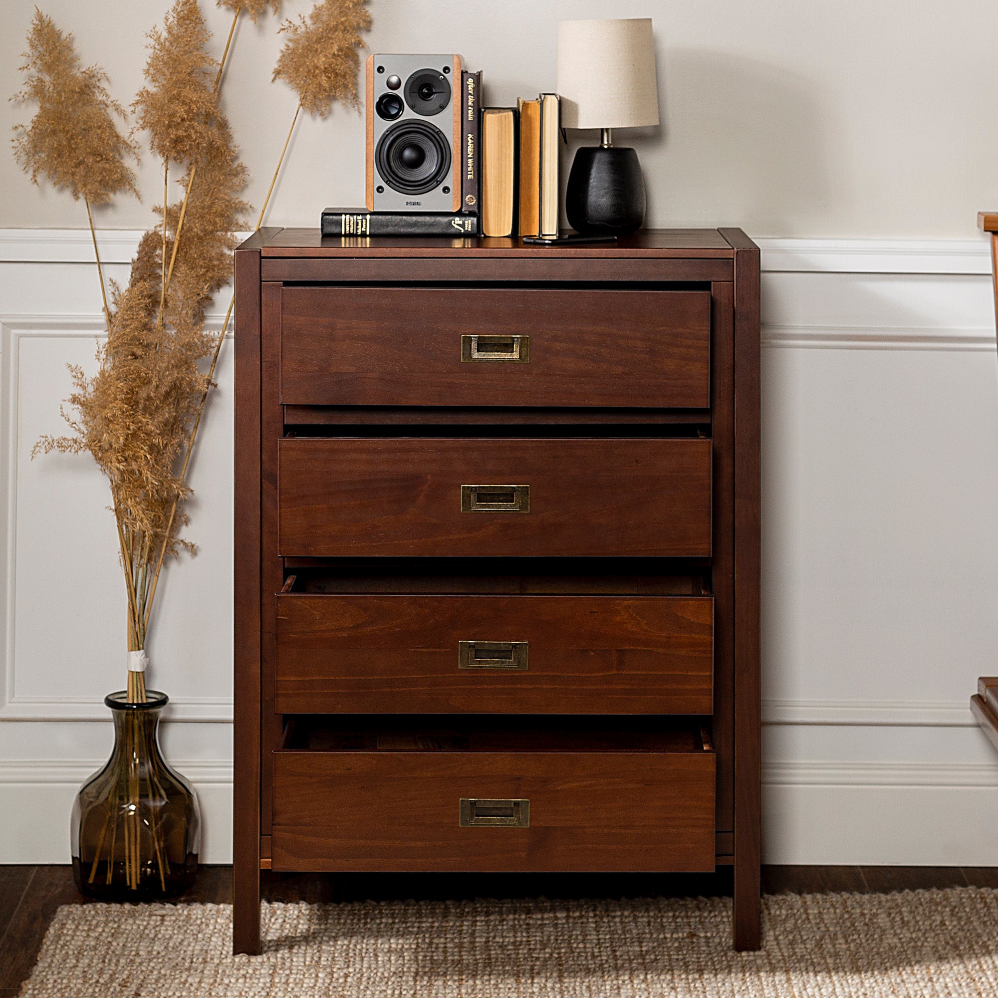 Chateau Lyon Annabelle Four Drawer Solid Wood Walnut Dresser