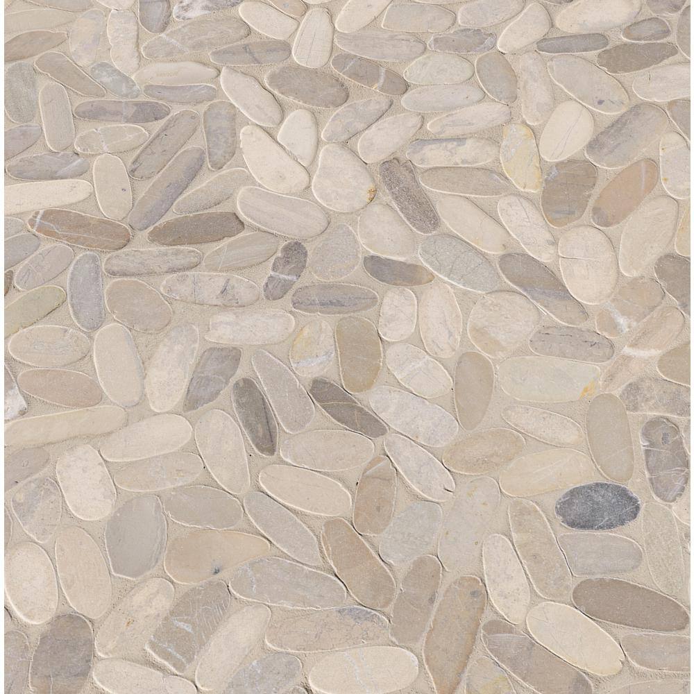 MSI Sliced Pebble Truffle 12 in. x 12 in. Textured Marble Floor and Wall Mosaic Tile (1 sq. ft.Each) PEB-TRUFFLE