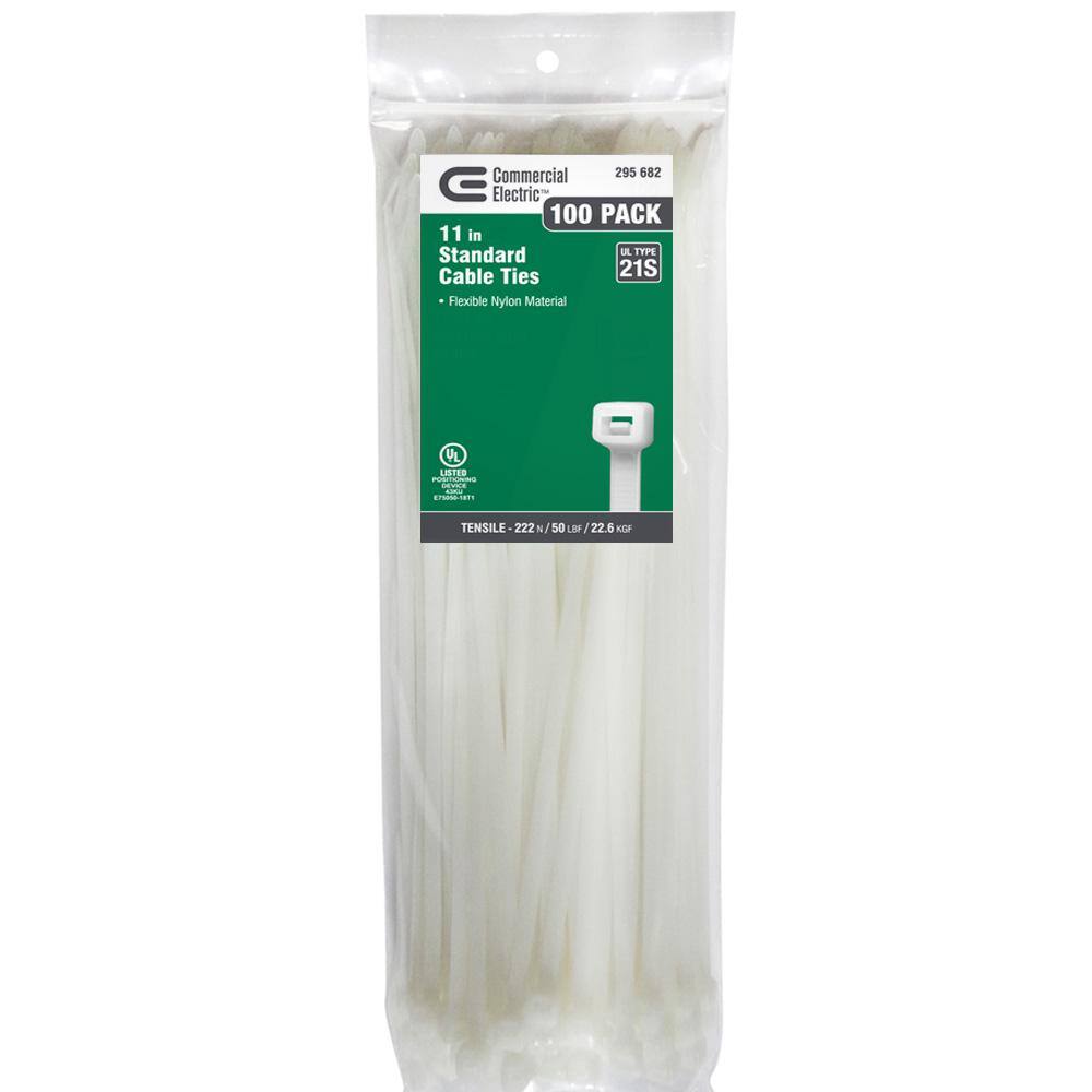 Commercial Electric 11 in. Cable Tie Natural (100-Pack) GT-280STC