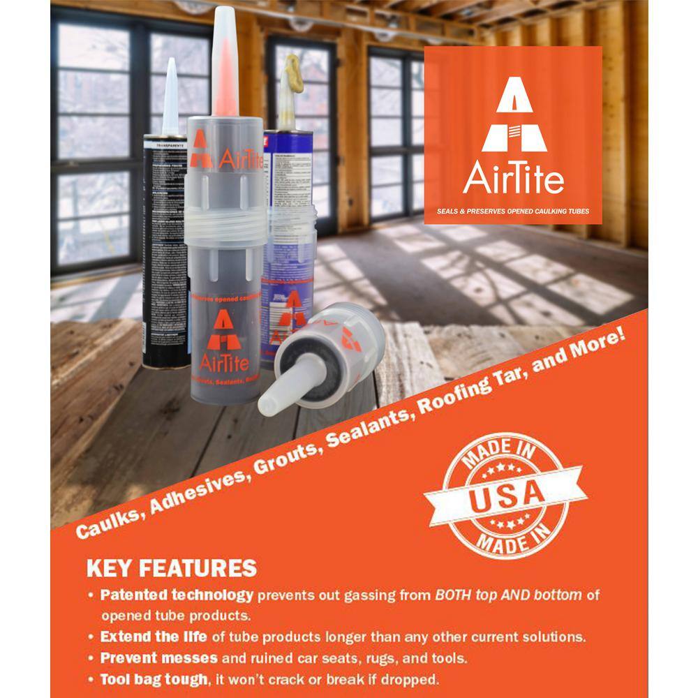 Airtite 10.1 oz. Clear Canister to Seal and Preserve Opened Tubes of Caulk Adhesive Grouts Sealants Roofing Tar AT09