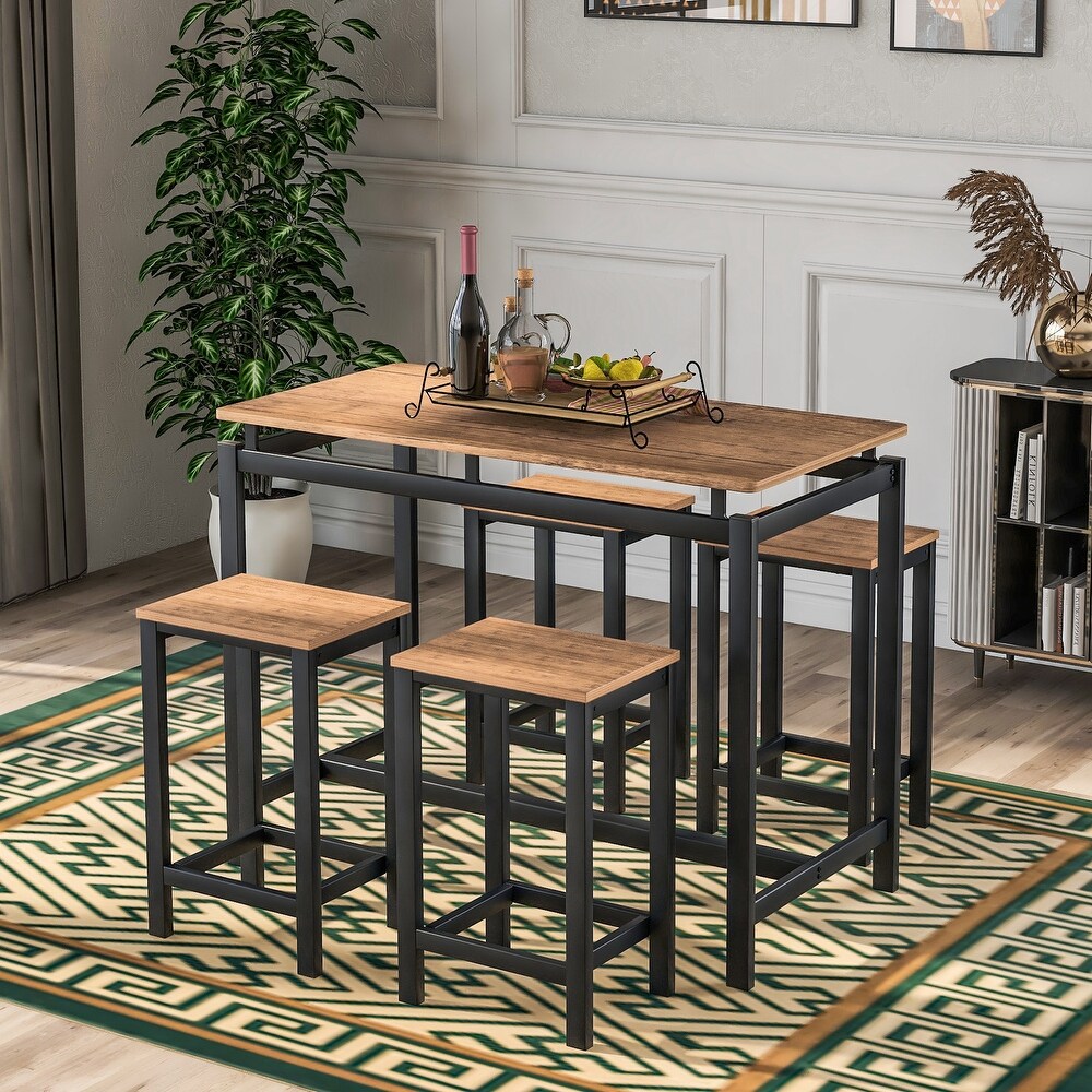 Nestfair 5 Piece Counter Height Table Set with 4 Chairs