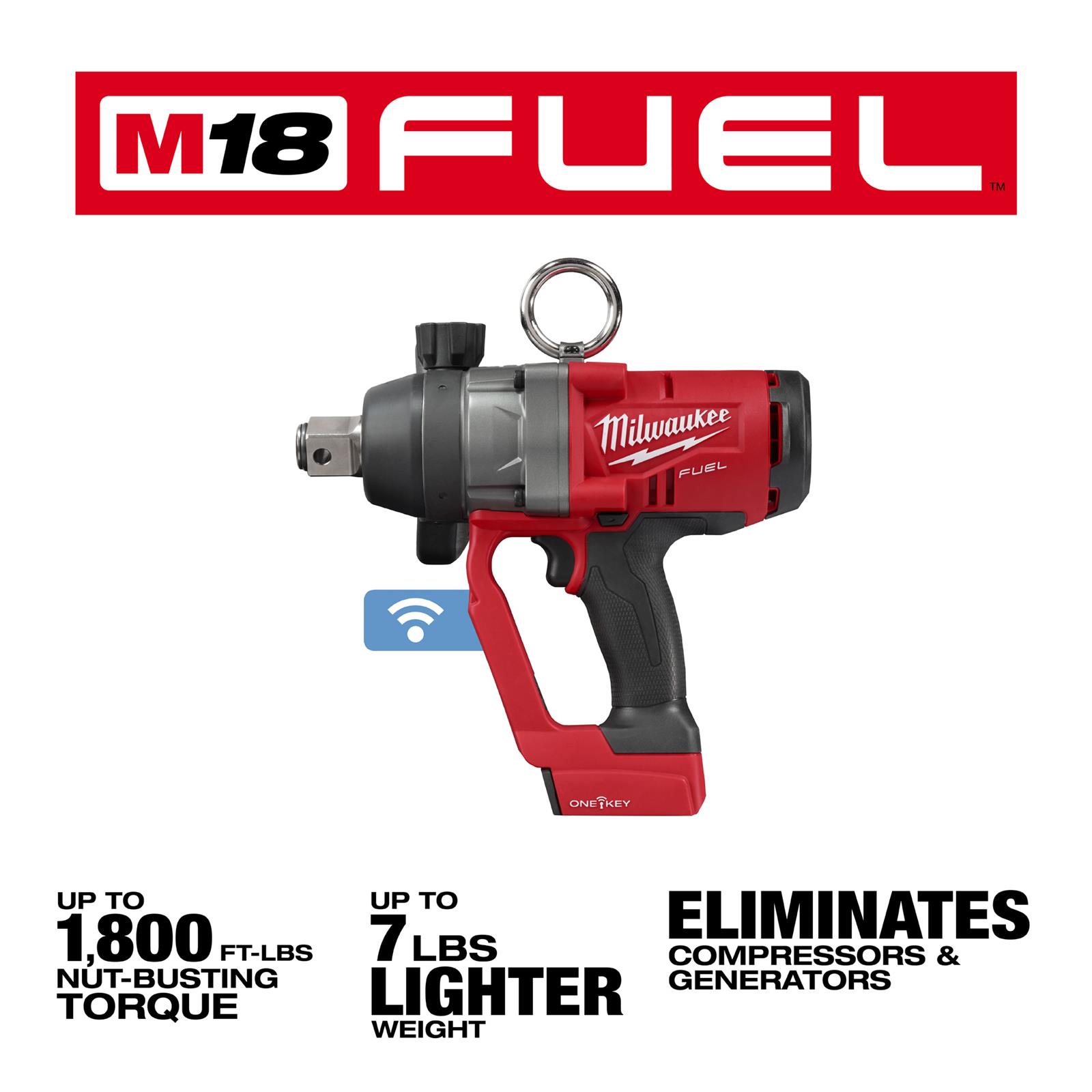 Milwaukee Tool 2867-20 Milwaukee M18 FUEL 1 in. High-Torque Impact Wrenches with ONE-KEY