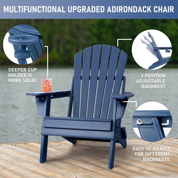 Vrakae Adjustable and Folding Adirondack Chair with Cup Holder