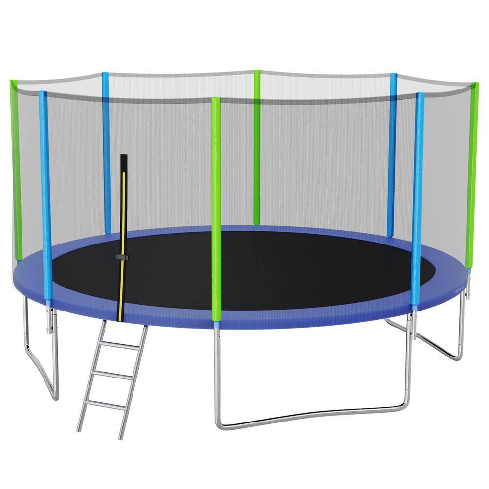 12 ft. Trampoline for Kids with Safety Enclosure Net Ladder d 8 Wind Stakes Spring Cover Padding W117349883
