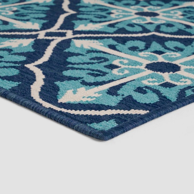 X 7 x27 Morocco Trellis Outdoor Rug Ivory blue Christopher Knight Home