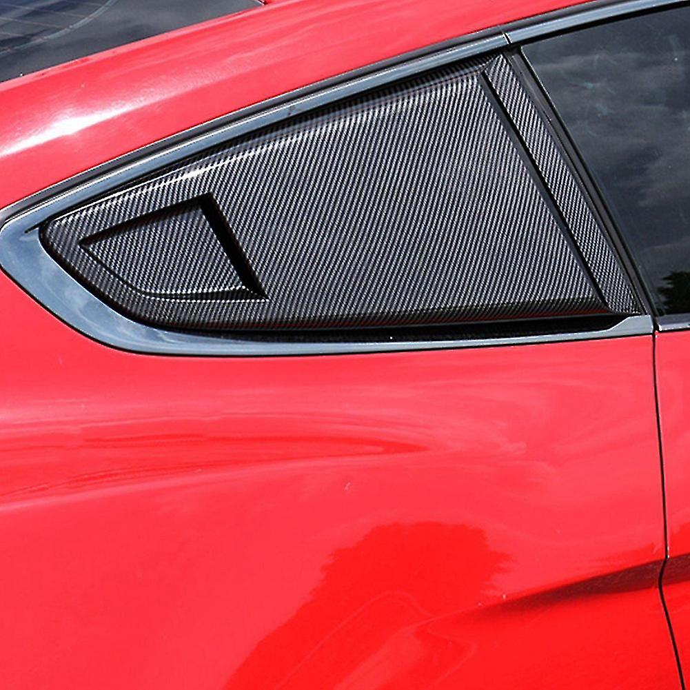 Carbon Fiber Look 1/4 Rear Side Vent Quarter Window Louver Shutter Cover Trim For 2015-2022