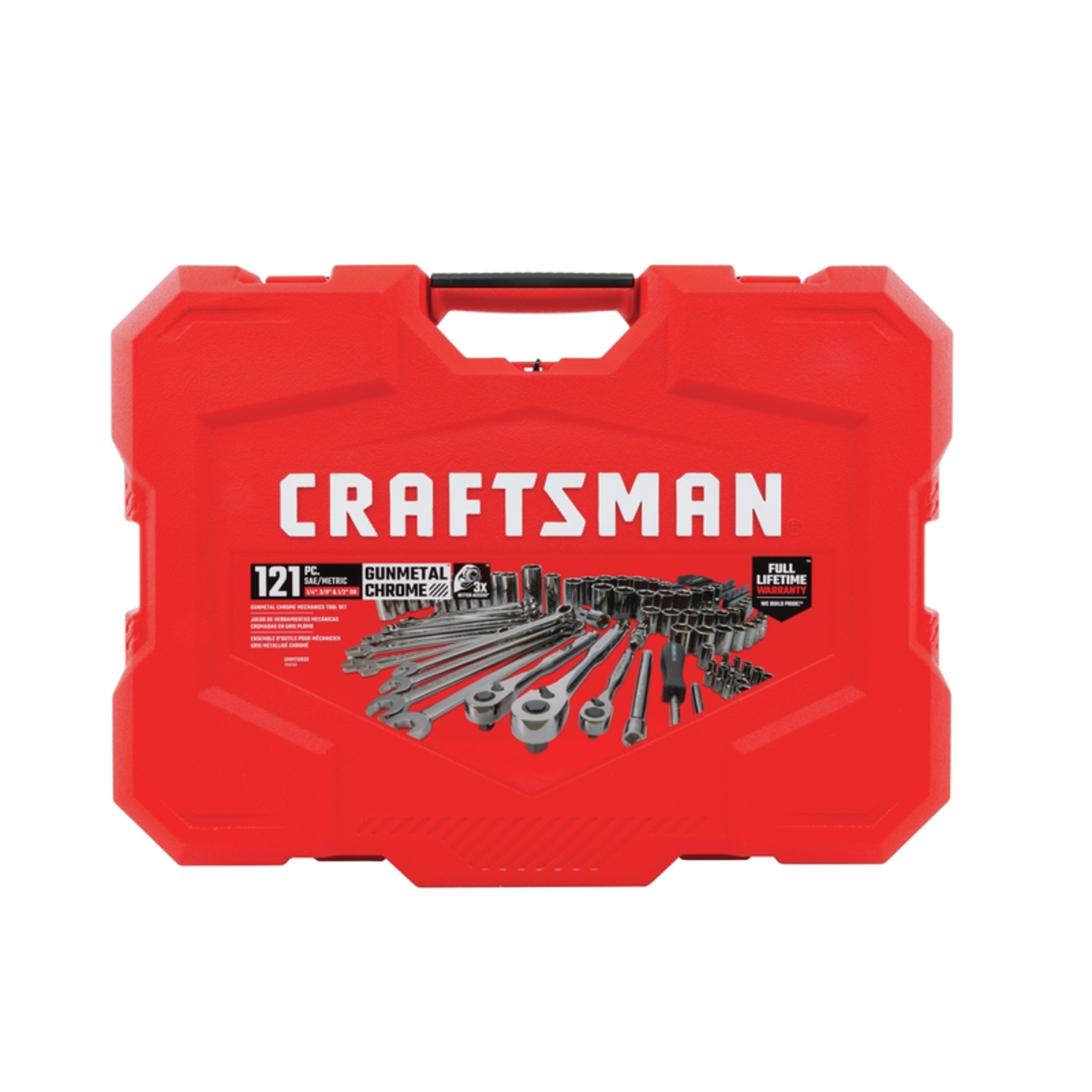 Craftsman 1/4， 3/8 and 1/2 in. drive Metric and SAE 6 Point Mechanic\u0027s Tool Set 121 pc