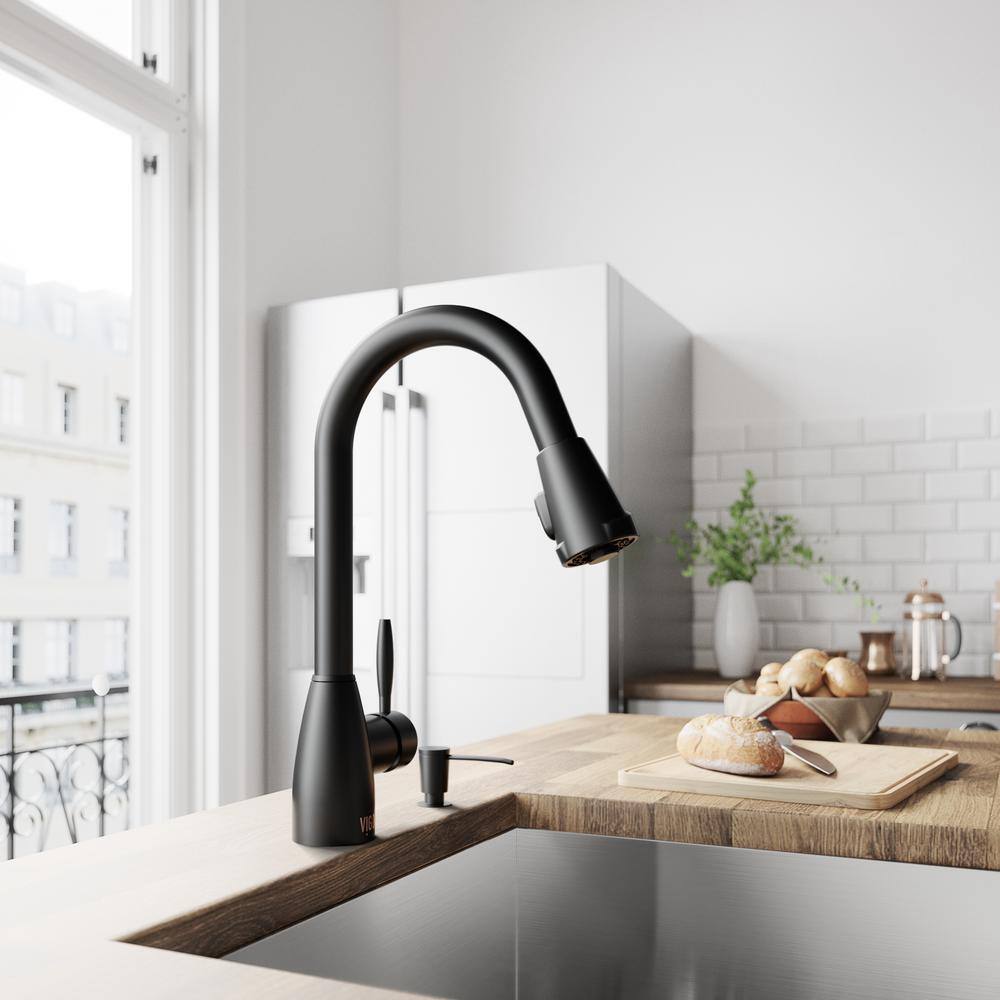 VIGO Graham Single Handle Pull-Down Sprayer Kitchen Faucet in Matte Black VG02014MB