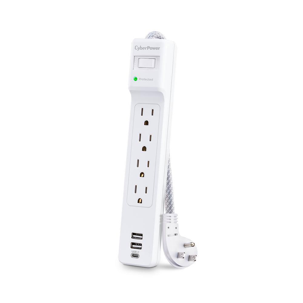 CyberPower 5 ft. 2 USB-A 1 USB-C 1500J 4-Outlet Surge Protector P405UC