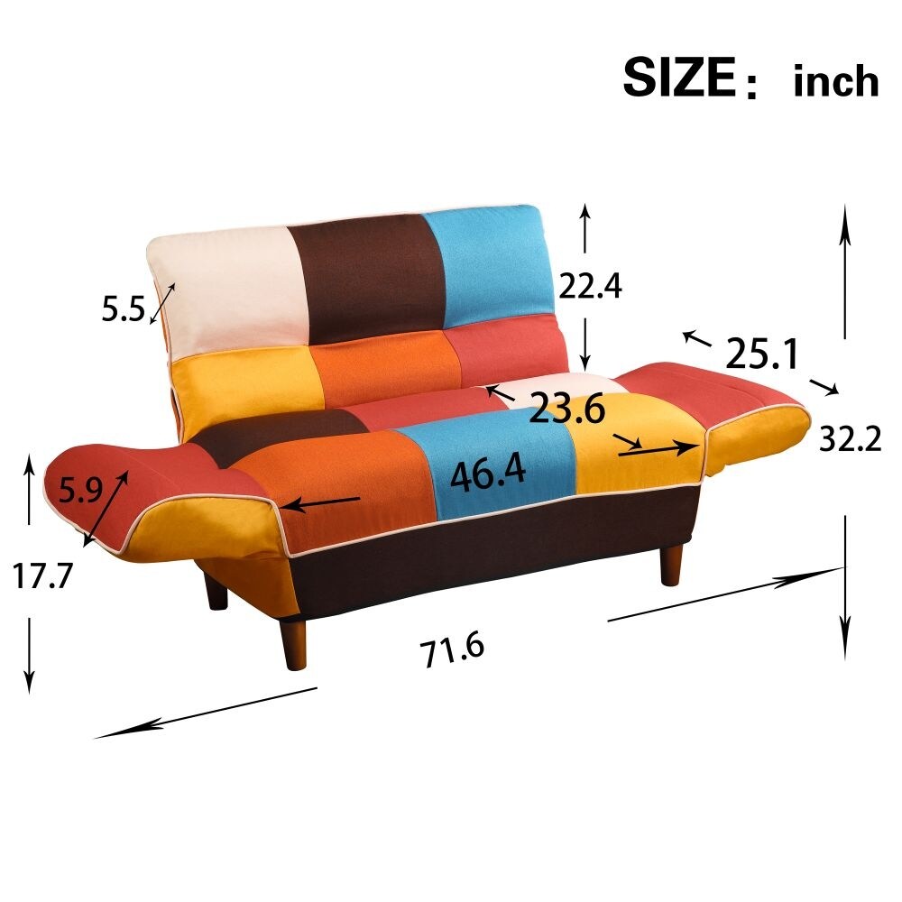 Abrihome Small Space Colorful Sleeper Sofa  Solid Wood Legs