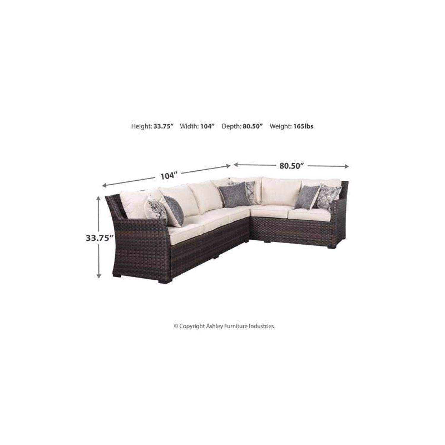 Signature Design by Ashley Easy Isle 4 pc Brown Aluminum Contemporary Deep Seating Set Cream