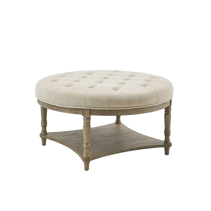 Martha Stewart Cedric Button Tufted Upholstered Ottoman