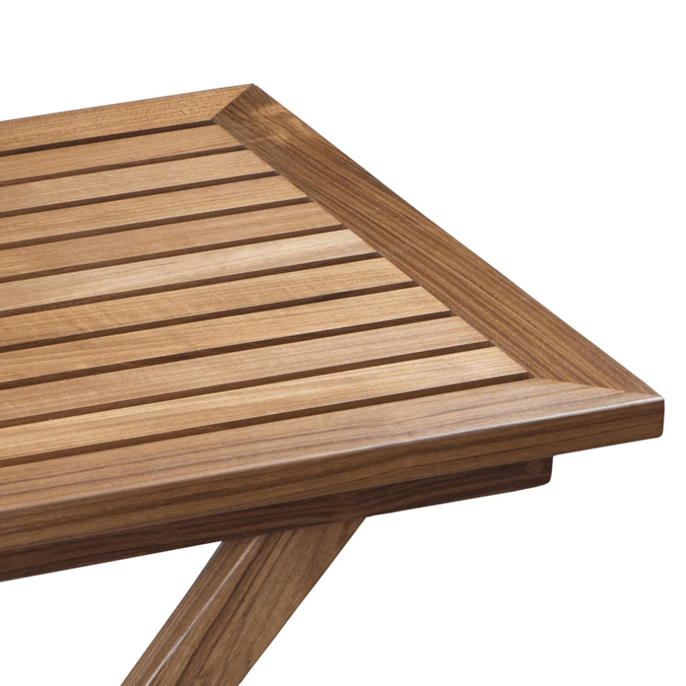 28 quotBrown Solid Wood Folding Outdoor Side Table   Outdoor Dining Tables   by HomeRoots  Houzz