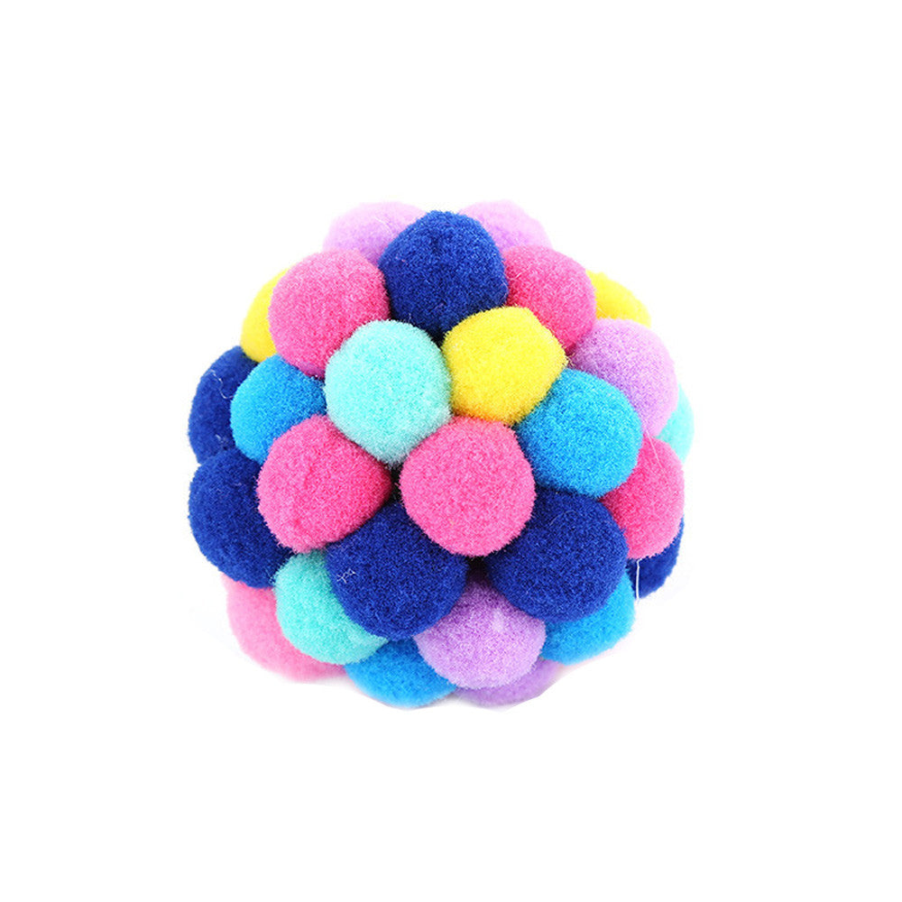 Fridja Cat Toys Ball Handmade Colorful Plush Bouncy Ball with Catnip Interactive Bell Toys for Cats Kitten Training Playing Chewing